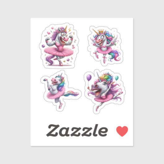 Unicorn caricature kleurstof sticker (Vel)