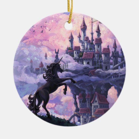 Unicorn Castle Keramisch Ornament (Voorkant)