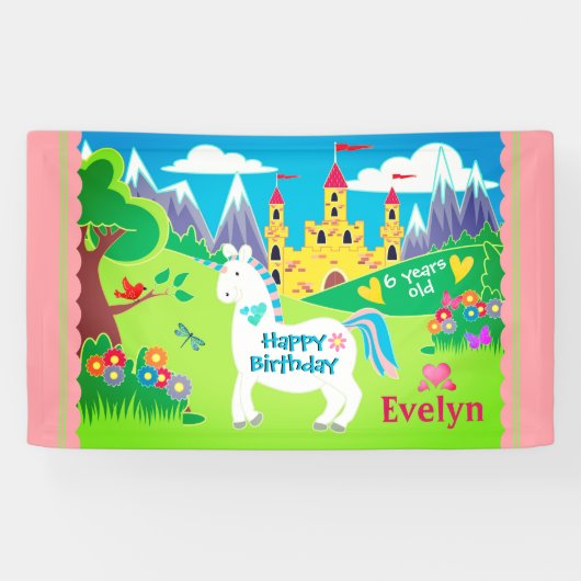 Unicorn Castle Personalized Spandoek (Horizontaal)
