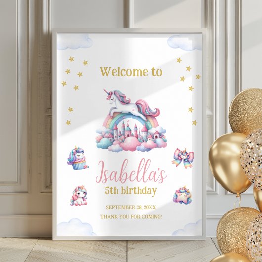 Unicorn Castle Rainbow Magical Poster Affiche de b
