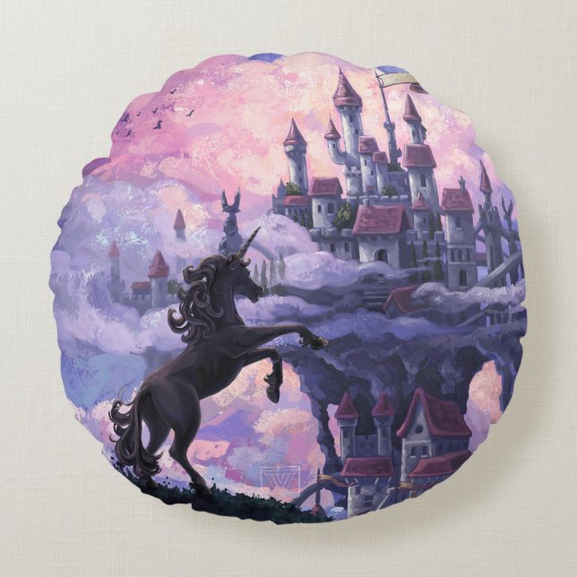Unicorn Castle Rond Kussen (Voorkant)