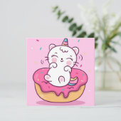 Unicorn Cat Feestdagenkaart (Staand voorkant)