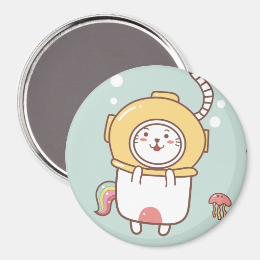 Unicorn Cat Magnet Magneet (Voorkant / Achterkant)