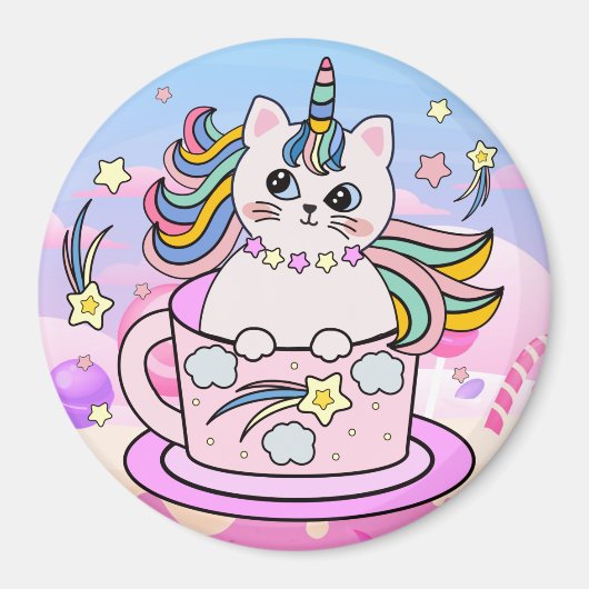 Unicorn Cat Magnet Magneet (Voorkant)