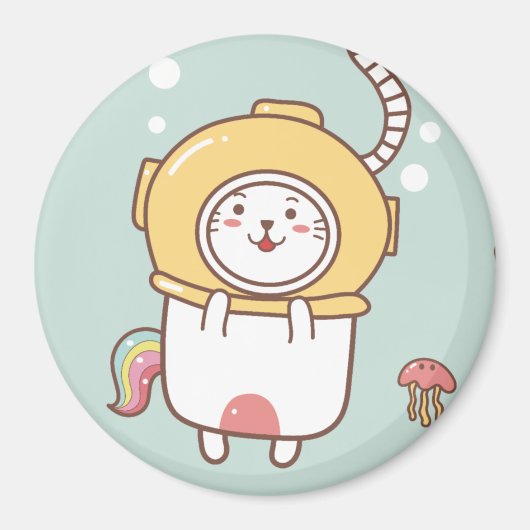 Unicorn Cat Magnet Magneet (Voorkant)