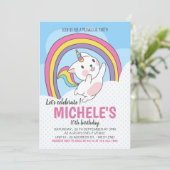 Unicorn Cat Rainbow Uitnodiging (Staand voorkant)