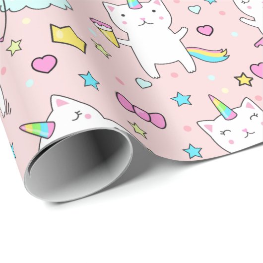 Unicorn Cats Wrapping Paper Cadeaupapier (Rol Hoek)