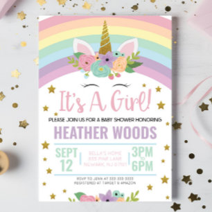 Unicorn C'est une fille Baby shower Invitation