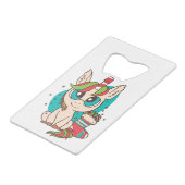 Unicorn Christmas Kredietkaart Flessenopener (Voorkant Gekanteld)