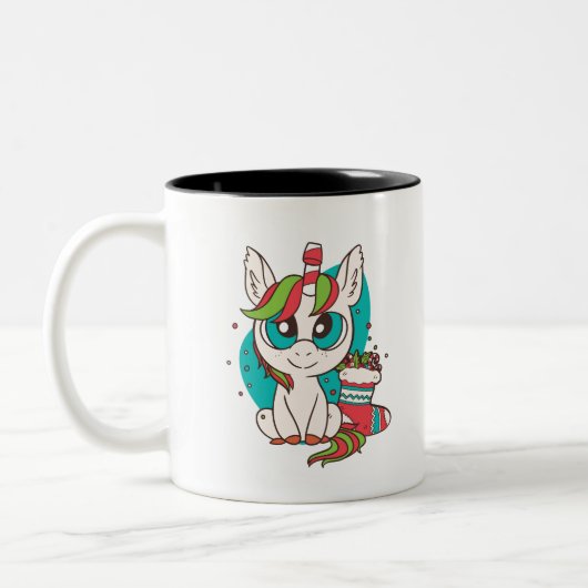 Unicorn Christmas Tweekleurige Koffiemok (Links)