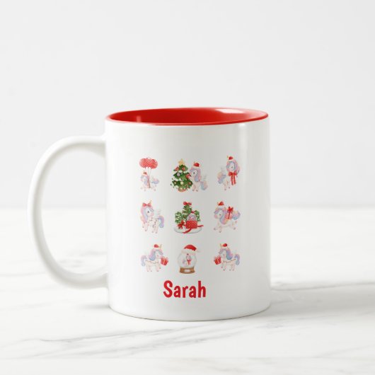 Unicorn Cocoa Magic – Custom Christmas Mug Girls Tweekleurige Koffiemok (Links)