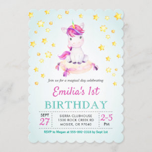 Unicorn Colorful Girl Kinder Children Birthday Par Kaart