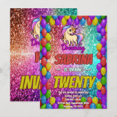 Unicorn Colorful Magic Rainbow Party Invitation (Devant / Derrière)