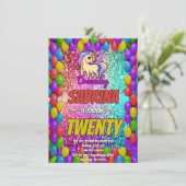 Unicorn Colorful Magic Rainbow Party Invitation (Debout devant)
