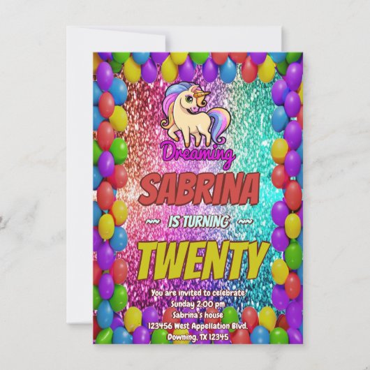 Unicorn Colorful Magic Rainbow Party Invitation (Devant)