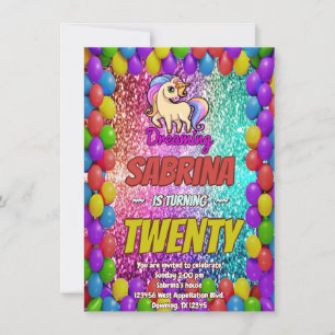 Unicorn Colorful Magic Rainbow Party Invitation