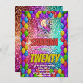 Unicorn Colorful Magic Rainbow Party Invitation (Devant / Derrière)