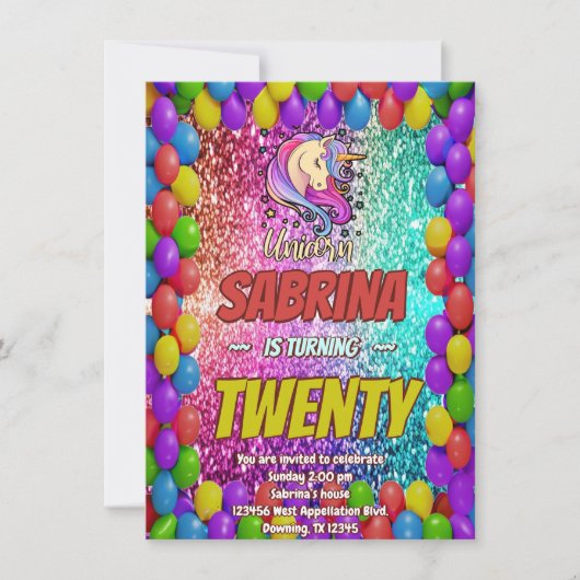 Unicorn Colorful Magic Rainbow Party Invitation (Devant)