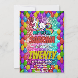 Unicorn Colorful Magic Rainbow Party Invitation