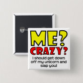 Unicorn Crazy Funny Button Badge (Voorkant /achterkant)