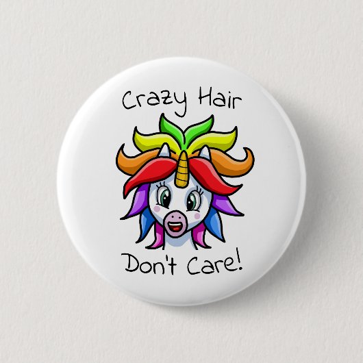 Unicorn Crazy Hair maakt het niet grappig Ronde Button 5,7 Cm (Voorkant)