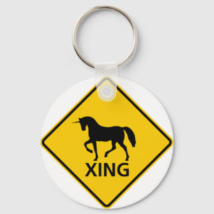 Unicorn Crossing Highway Sign Sleutelhanger