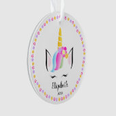 Unicorn Crown schattige kerstfoto Ornament (voorkant)