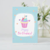 Unicorn Cupcake Birthday Card Kaart (Staand voorkant)