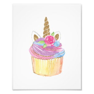 Unicorn Cupcake Nursery Girl Baby shower Birthday Foto Afdruk