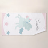 Unicorn Custom Name Cute Pink Blue  (Serviette de bain)
