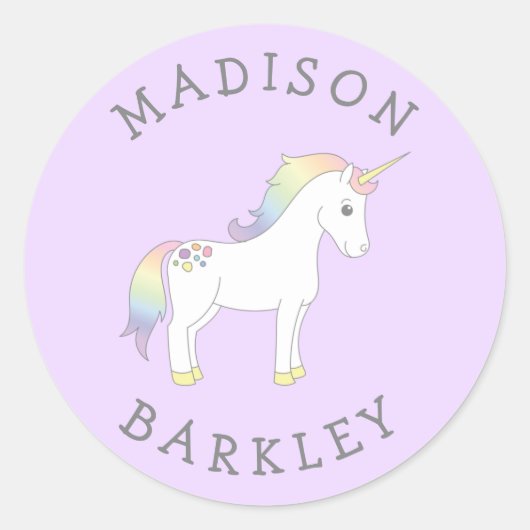Unicorn Cute Kids Pastel Enveloppe Stickers Sceau (Devant)