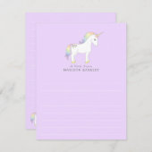 Unicorn Cute Kinder pasta Flat Briefpapier Kaarten (Voorkant / Achterkant)