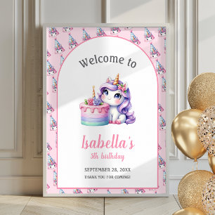 Unicorn Cute Magique Anniversaire Affiche de bienv