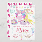 Unicorn Cute Pastel Invitation Anniversaire (Devant / Derrière)