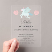 Unicorn Cute Pink Blue Birthday Party Invitation (In situ (ordinateur de poche))