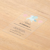 Unicorn Cute Pink Blue Birthday Party Invitation (Poser)