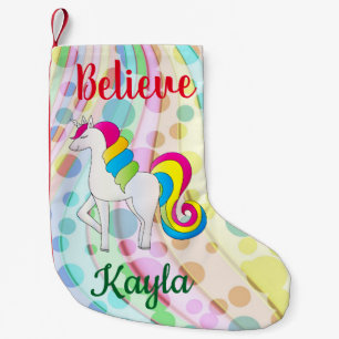 Unicorn Cute Rainbow Gelieve Voeg naam toe Kleine Kerstsok