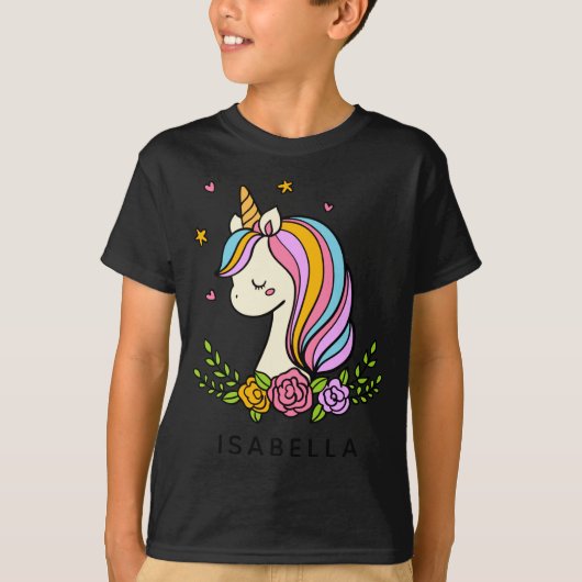 Unicorn Cute Whimsical Girly D Name T-shirt (Voorkant)