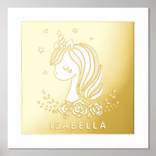 Unicorn Cute Whimsical Girly Persoonlijke naam Folie Afdrukken