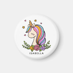 Unicorn Cute Whimsical Girly Persoonlijke naam Magneet