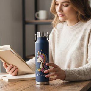 Unicorn Cute Whimsical Girly Persoonlijke naam Waterfles