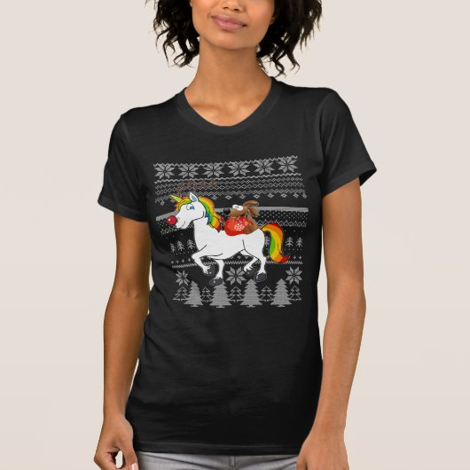 Unicorn Dachshund Kerstmis T-shirt (Voorkant)