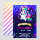 Unicorn dance birthday party invitation (Devant / Derrière)