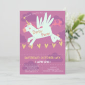 Unicorn Derby Party Invitation Kids Birthday Magic (Debout devant)