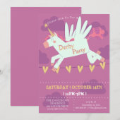 Unicorn Derby Party Invitation Kids Birthday Magic (Devant / Derrière)