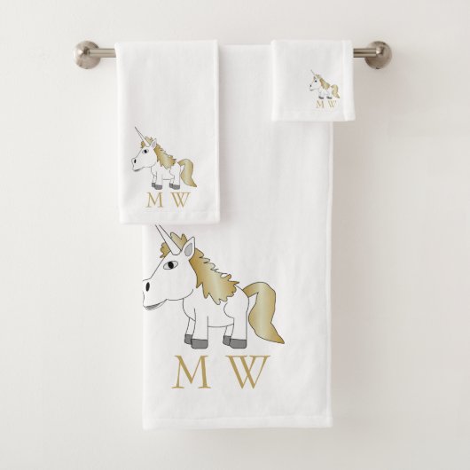 Unicorn Design Monogrammed Bad Handdoek (Insitu)