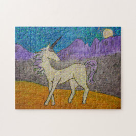 Unicorn die terugkijkt naar de maan legpuzzel