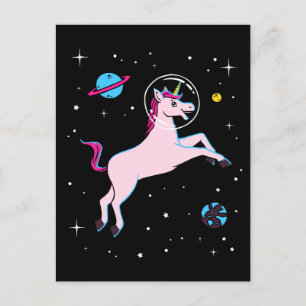 Unicorn-dieren in de ruimte briefkaart