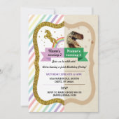Unicorn & Dinosaur Invitations Garçon fille Annive (Devant)