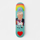 UNICORN DONALD TRUMP RAINBOW SKATEBOARD DECK (Voorkant)
